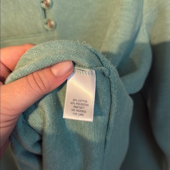 Croft & barrow 1X Teal Pullover Sweater with Button Detail - Picture 5 of 6